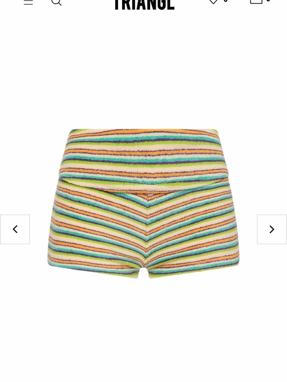 triangl Elli Multicolor Striped Terry Micro Shorts - Green Yellow Orange Blue